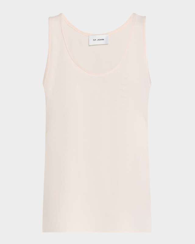 Scoop-Neck Silk Crepe De Chine Tank Top
